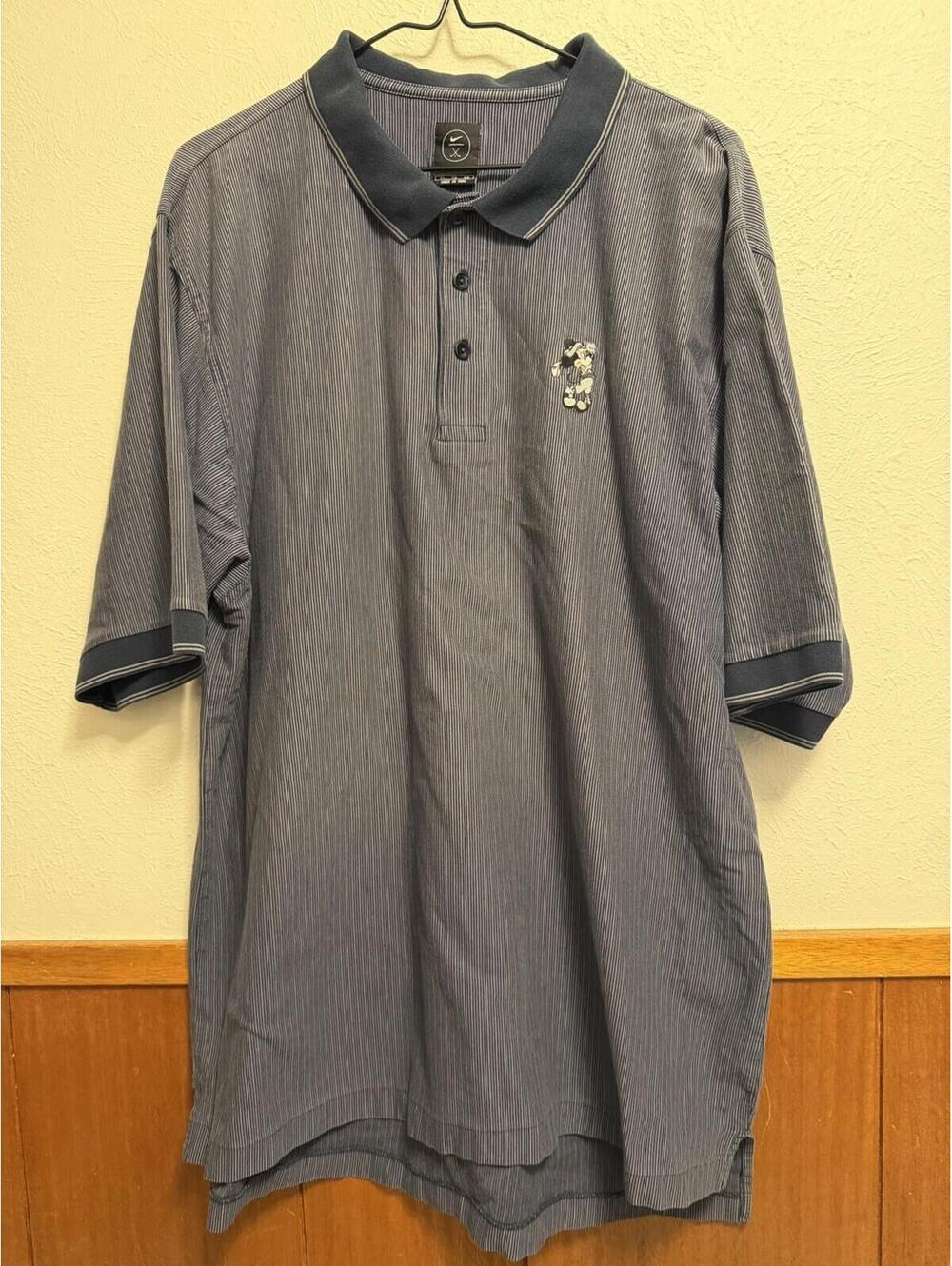 Nike Golf Polo Shirt XL Gray Striped Mickey Mouse Embroidered Short Sleeve Peru